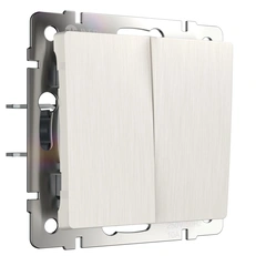 Изображение Выключатель двухклавишный проходной (перламутровый рифленый) W1122013