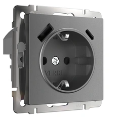 Изображение Розетка с быстрой зарядкой USB тип A+C (графит матовый) W1171764